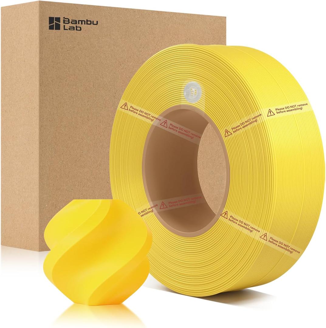 ENOMAKER Bamboo Lab PLA Basic Filament Refill Yellow 10400 1.75mm,3D Printer Filament with RFID for Bambu P1,X1,A1,H2 AMS,Easy to Print,Smooth Finish 3D Printing Consumables without Spool,1kg (2.2lbs)