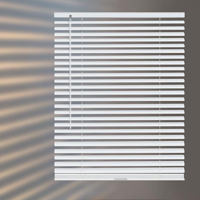 HIDODO Aluminum Mini Blinds for Windows Cordless Horizontal Window Shades for Light Adjustment, Metal Venetian Blinds Waterproof for Bedroom, Bathroom, 52" W x 64" H, White