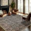 Washable Area Rug 10'x14' Boho Design Non-Shedding Easy Care Ideal for High Traffic Areas in Living Room Bedroom Office Coffee Table Kitchen Large Carpet (Blue-brown Pattern)