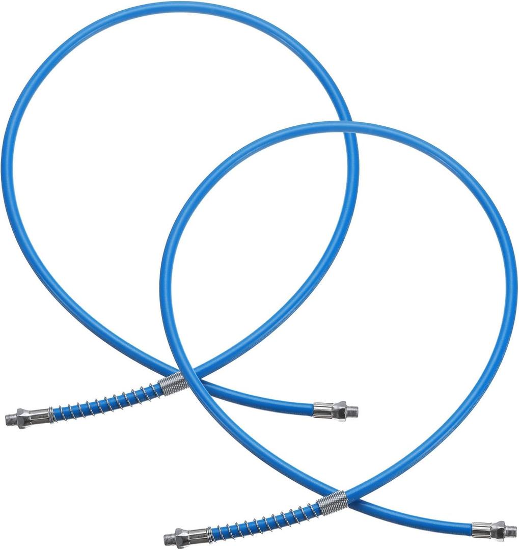 HARFINGTON 2Pcs Grease Gun Hose 47.6" 10000 PSI Spring Flex High Pressure Quick Release Grease Replacement with Coupler 1/8" NPT Threads for Grease Gun, Blue