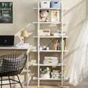 Bookshelf 6 Tiers White Wooden Storage Shelf,Modern Open Display Storage Bookcase Book Organizer,Metal Bookshelf Standing Storage Shelf Tall Shelving Units for Home Office Study