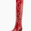 Womens Cowgirl Boots Fashion Knee High Western Boots With Classic Embroidery Chunky Block Heels, Size: 8