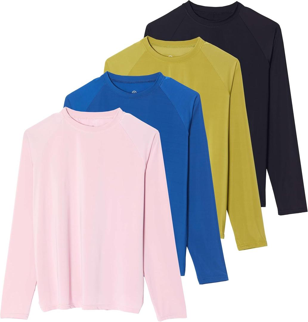 Real Essentials 4 Pack: Women's Rash Guard Sun Shirts  Long Sleeve & 1/4 Zip UPF 50+ Quick Dry UV Protection Tops (Plus) (XXL)