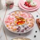 Chip and Dip Serving Set Divided Serving Platter Appetizers and Cheeses Serving Tray White Compartment Dishes for Party, Christmas, Dessert, Fruit, Candy, 13-inch Set of 2