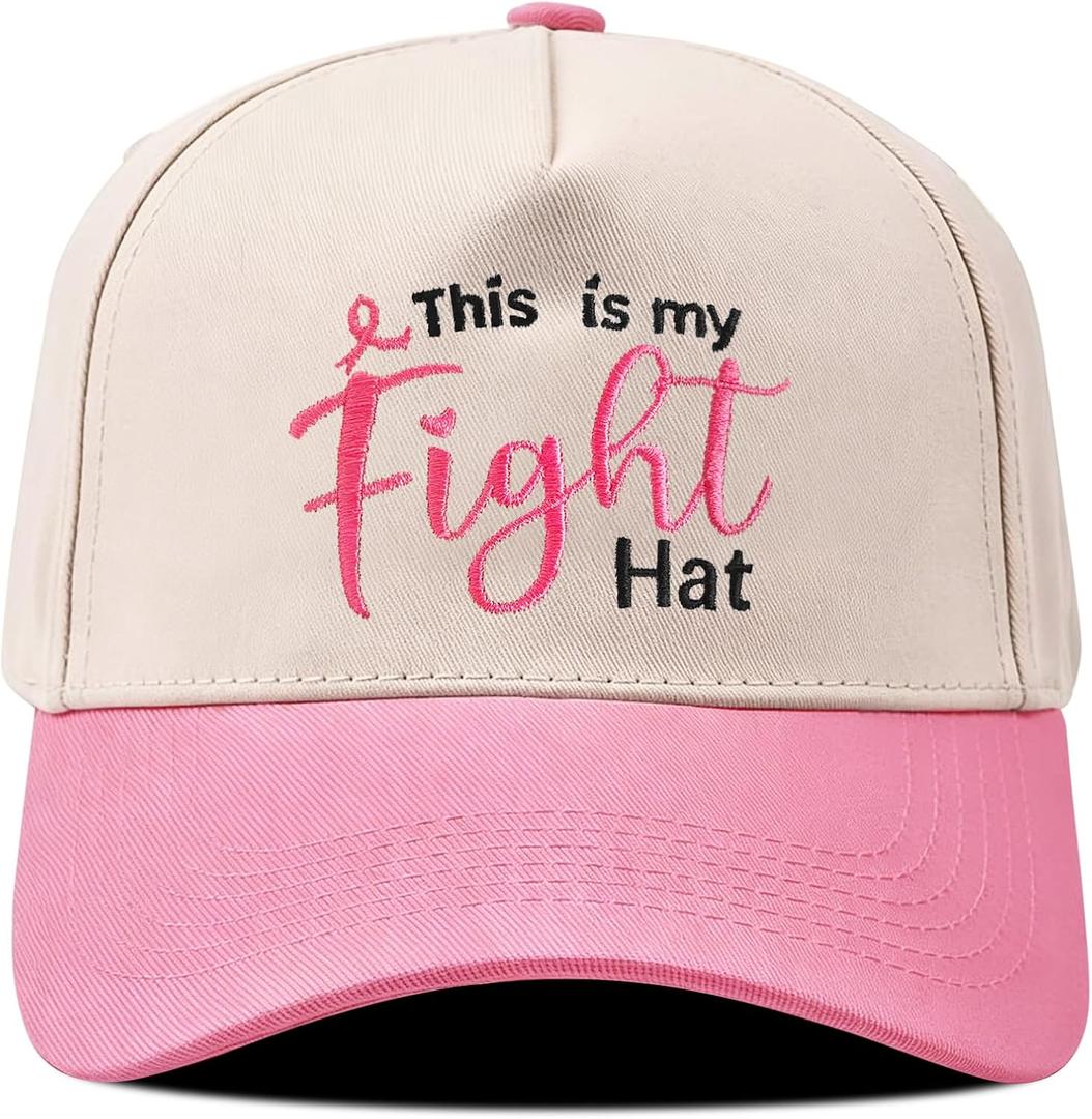 Breast Cancer Awareness Gifts for Women, Cotton Chemo Headwear Embroidered Trucker Hat Accessories (Pink)