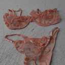 Lilosy Sexy Underwire Cute Push Up Strappy Embroidered Mesh Sheer Lingerie Set See Through Panty Bra ], Size S