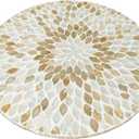 i-lan 18 Inch Mother of Pearl Lazy Susan Turntable, Large Decorative Round Rotating Tray for Dining Table, Kitchen Countertop, Cabinet, Island and Tabletop, Champagne Gold