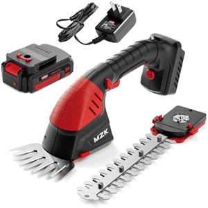 MZK 20V Cordless Hedge Trimmer, Electric Shrub Trimmer Grass Shears Handheld Grass Cutter, Hedge Shear for Garden, Lawn(2.0Ah Battery and Charger Included),HT08D10 Black Red