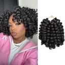 Toyotress Wand Curl Crochet Hair - 10 Inch 6 Packs Jet Black Jamaican Bounce Crochet Hair, Short Bob Curly Crochet Braids Bouncy Curls Synthetic Braiding Hair Extensions (10 Inch, 6P-#1)