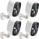 GMK Security Cameras Wireless Outdoor 4 Pack, 2K Battery Powered Cameras for Home Security, Color Night Vision, Motion Detection, 2-Way Talk, IP65 Waterproof, Remote Access, Cloud/SD Storage, White, 4 Count (Pack of 1)