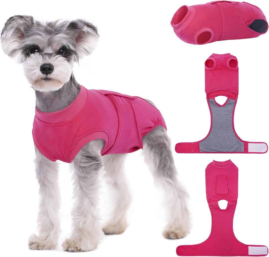 Kuoser Dog Surgery Suit Female Spay, Dog Recovery Suit Male Neuter, Pet Clothes Onesie for Surgery Anti Licking Abdominal Wounds Puppy Surgical Recovery Bodysuit Shirt, Substitute E-Collar & Cone, Size: M (Back:13.4-16.1'', Weight:14-25 Lb)