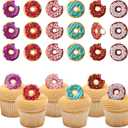 DECOPAC Donut Cupcake Rings, Cake Toppers, Multicolored Food Safe Decorations For Parties 24 Pack