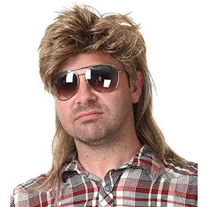 Kaneles Mullet Wigs for Men 80s Costumes Fancy Party Accessory Cosplay Halloween Wig (Light Brown) : Clothing, Shoes & Jewelry