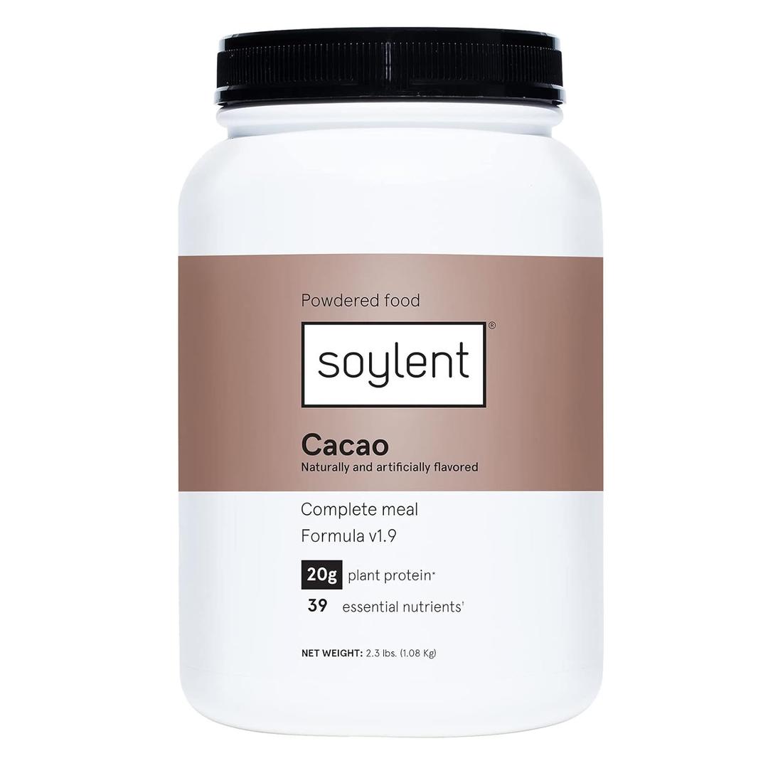 Soylent Complete Nutrition Meal Replacement Protein Powder, Cacao - Plant Based Vegan Protein, 39 Essential Nutrients - 36.8oz (EXP 06/23/26)