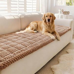 Couch Cover for Dogs Washable, Non Slip Couch Covers for 3 Cushion Sofa Pet Friendly, Fuzzy Pet Couch Cushion Covers for Dog,Thick,Soft for Sofa Protector (Coffee, 27.6" x 82.7"/70 x 210cm)
