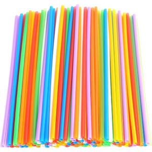 100 Pcs Colorful Plastic Long Disposable Drinking Straws.(0.23''diameter and 10.24"long) (Colorful-long)