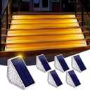 Solar Step Lights for Outside, 6 Pack Solar Powered Stair Lights Outdoor with 14 LEDs, Waterproof IP67, Auto On Off for Deck,Patio, Porch, Front Door Step, Back Yard, Garden Decor (Warm White)