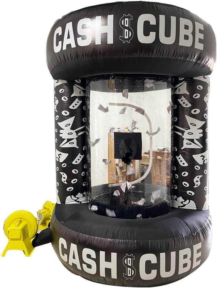 Inflatable Cash Cube Booth Cube Cash Grab Machine Three-Dimensional Money Grab Booth Machine Fast Inflatable Cash Grab Game Activity(Without air Blower)