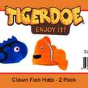 2 x Tigerdoe Fish Hats - Clown Tropical Fish Hat - Costume Hats - Under The Sea Party Hats (2 Pack) - Shark Hat - Blue Orange (Blue, S)