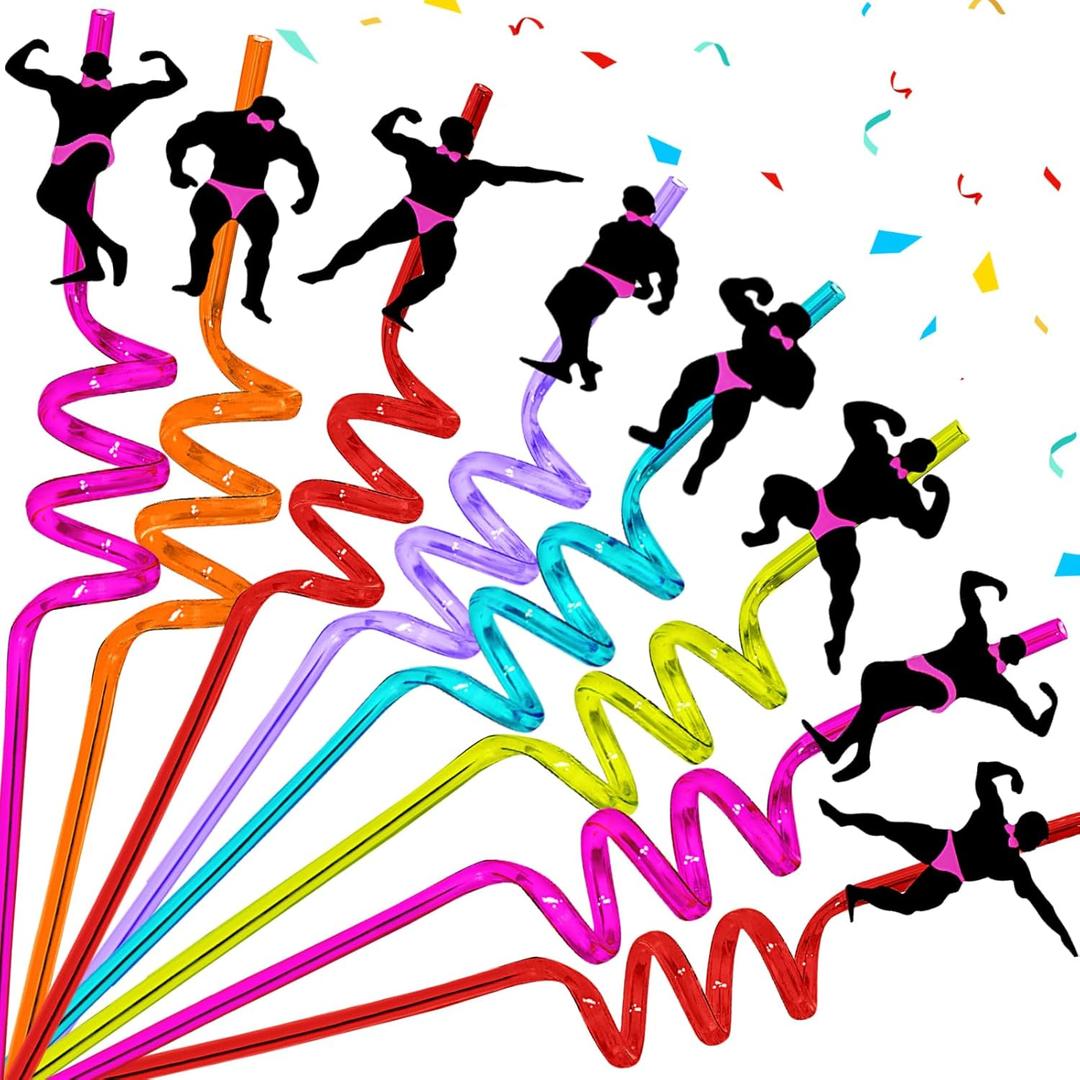 24Pcs Reusable Bachelorette Straws Bachelorette Party Supplies Decorations, Suitable For Bodybuilding-Themed Party and Bridal Shower Male Dancer Decorations With 2 Cleaning Brushes