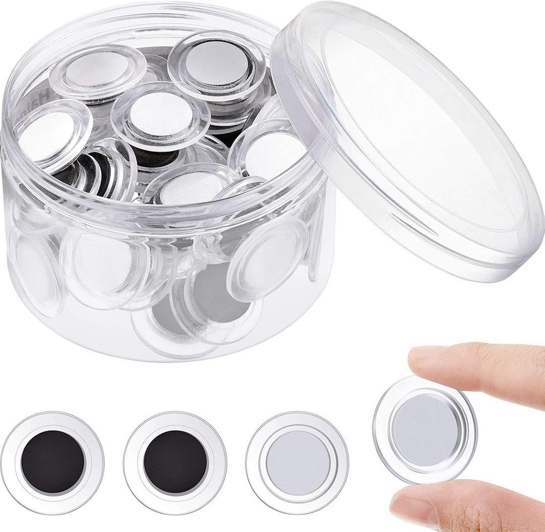 Outus 45 Pieces Clear Round Whiteboard Magnets 3 cm Refrigerator Magnets Dry Board Mini Fridge Teacher Supplies for Home Offices