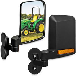 Universal Tractor Side Mirrors Compatible with Forklifts, Lawn Movers Kubota B BX Mahindra Tractor Accessories with Rubber Coated Magnetic Mounting Base - Plug and Play