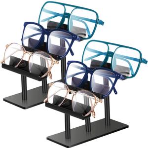 Sintuff 2 Pcs 3 Tier Eyeglasses Display Stand Acrylic Sunglasses Holder Black Glasses Rack Eyewear Sunglass Organizer Stand for Shop Home Storage