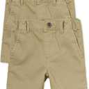 The Children's Place Baby Boys Chino Shorts (6-9 Months, Flax 2-pack)