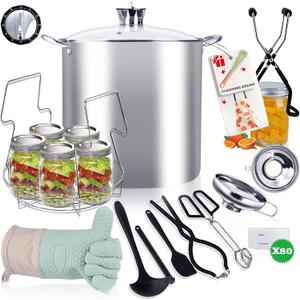 Canning Pot-Canning supplies starter kit, Stainless Steel Canning Tool Kits Set for Beginners, Water bath canner with rack for canning