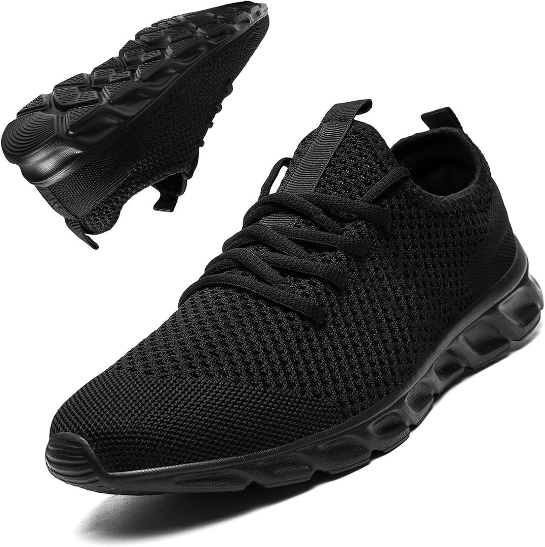 Tennis Walking Shoes for Women Men Lightweight Running Sneakers Comfortable Gym Athletic Workout Shoes Fashion Sneakers Daily Wear (8.5 Women/7 Men, Black)