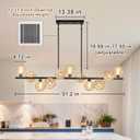 Linear Chandeliers for Dining Room 51" Extra Large Modern Chandeliers Black Linear Chandelier with Amber Swirled Glass 11 Light Rectangle Chandelier Over Table Kitchen Island Living Room