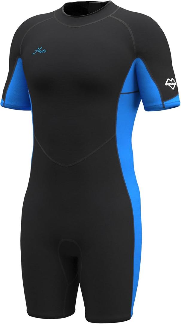 Hevto Men Wetsuit Shorty 2mm Neoprene Short Wet Suit for Surfing Diving Swimming Snorkeling Paddle Boarding, Medium