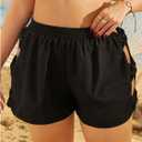 Floerns Women's Plus Size Bow Cut Out Beach Shorts Elastic High Waist Swimsuit Bottom (Black, XL)