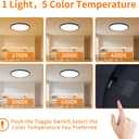 Huguzili 6PK 15.8inch LED Flush Mount Ceiling Light, 32W, 3520LM, 2700K/ 3000K/ 4000K/ 5000K/ 6500K CCT Selectable, Super Slim Low Profile LED Ceiling Light for Bedroom, Kitchen, Hallway, Living Room, Black