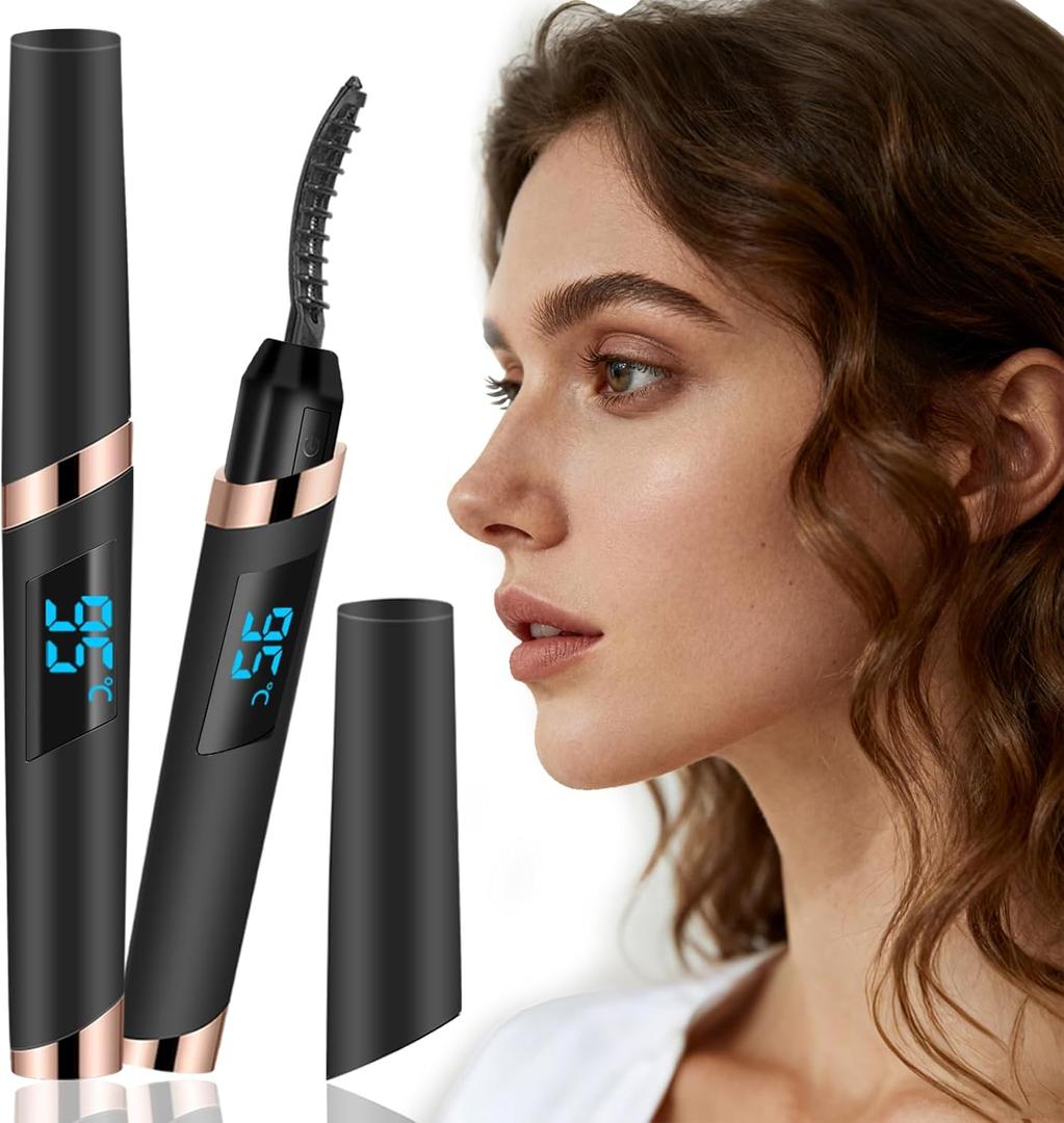 Heated Eyelash Curler - Eyelash Curlers Heated 4 Temperature Modes| Rechargeable Electric Eyelash Curler Pro| Heated Lash Curler for Women Heat up in 8s Anti-Burn Design (Black-3)