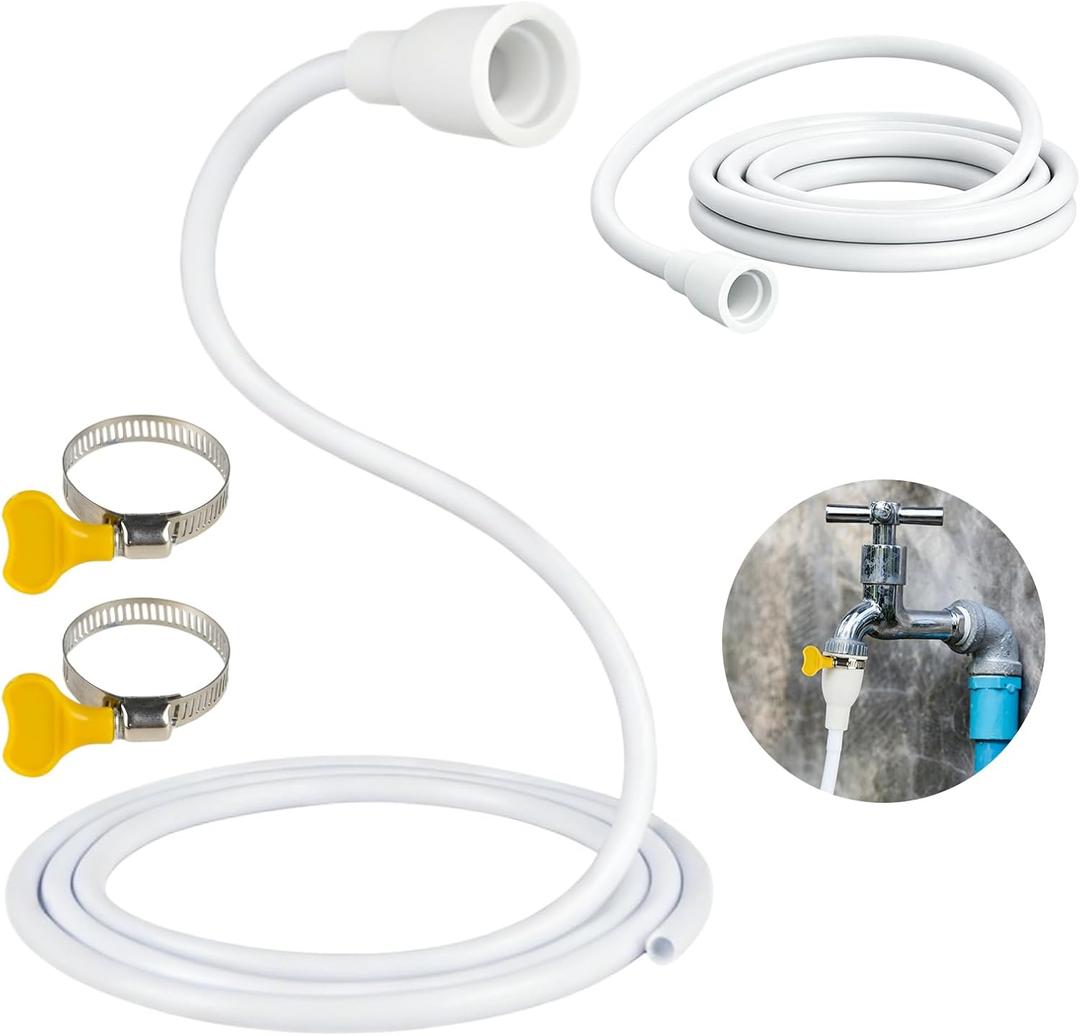 19.6FT Faucet Hose Adapter for Sink, 2PCS 9.8FT PVC Sink Hose Attachment for Faucet, Extra Long Hose and Faucet Connector with Hose Clamp, Water Transfer Accessory for Indoor & Outdoor Garden Cleaning