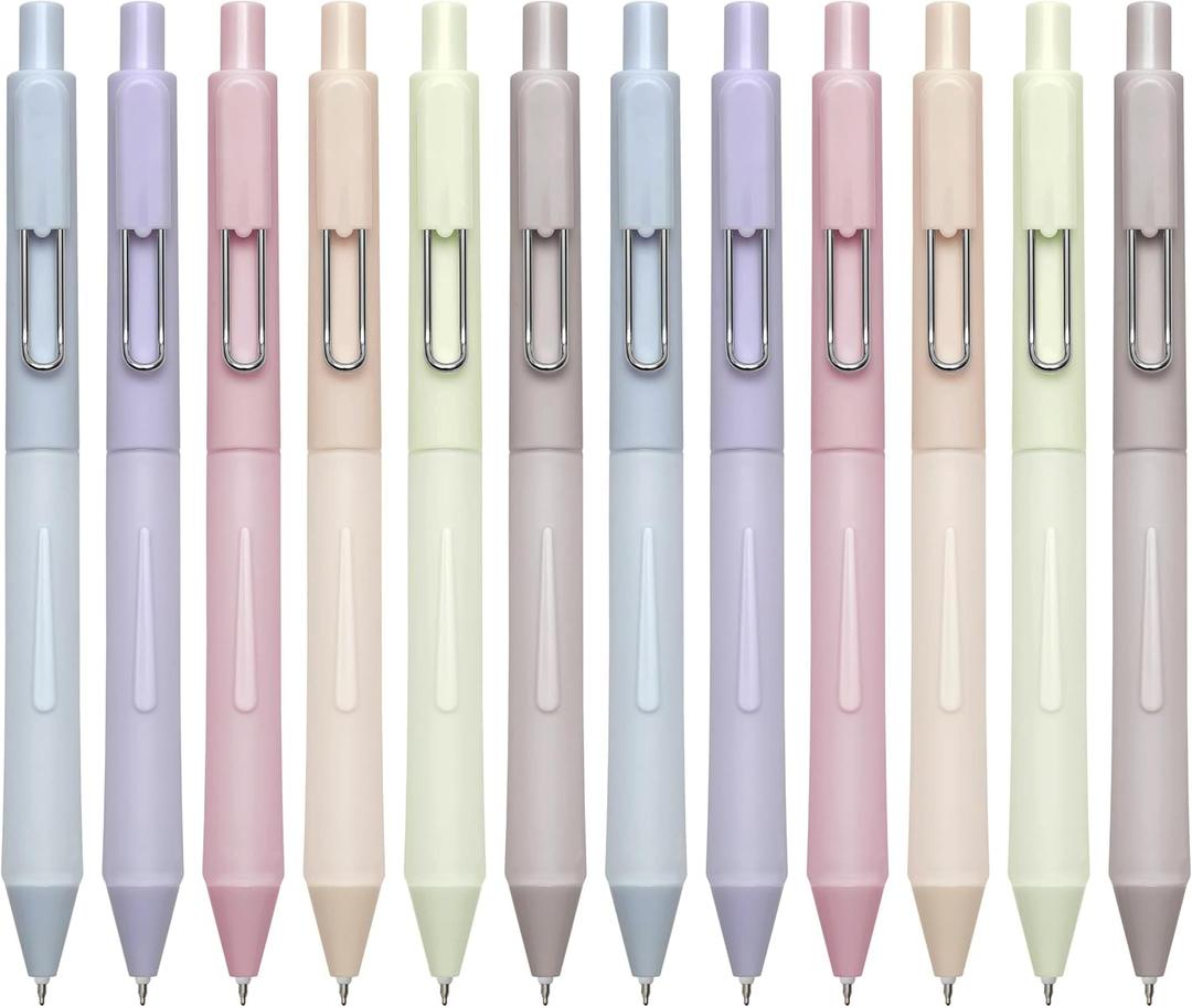 2 x Aisibeiger 0.5mm Gel Pens Black Ink Pen Gel Retractable Pens for Smooth Writing Office Supplies (12-count)