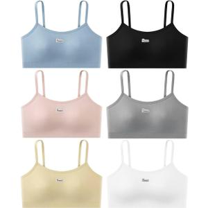 Big Girls Bra Comfort Flex Fit Seamless for Girl Teens with Adjustable Straps, Pull-on Design (10-16 Years, Sweet-6pack) Big Girls Bra Comfort Flex Fit Seamless for Girl Teens with Adjustable Straps, Pull-on Design (10-16 Years, Sweet-6pack)