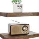 BGMG Wood Floating Shelves for wall 12 inch Set of 2, Rustic Wooden Wall Mount Shelves for Bathroom Living Room Bedroom Kitchen Farmhouse -12x 6.7 x1.25 inch- Walnut Color