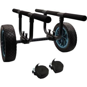 Heavy Duty Kayak Cart, Width Adjustable Canoe Cart with 12inch Flatfree Beach Wheels Boat Dolly Cart Transport Carrier, Large