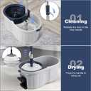 Spin Mop and Bucket System with180-Degree Rotating Head Telescopic Handle Dual Chamber Bucket Floor Cleaning Set with 3 Mop Refills Dual-Function Wringing Hand-Press and Foot-Pedal