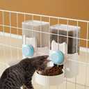 Hanging Cage Automatic Small Pet Food Bowl Water Bottle Dispenser, 1L Auto Gravity Pet Feeder and Waterer Set Kennel Feeding Station Crate Feeder Dish for Rabbit Puppy Cats Ferret (Blue)