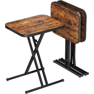 Kitstorack Folding TV Tray Tables Set of 2, No Assembly, Rounded Metal Rims, 18.9 x 14.2 x 26.3 inches