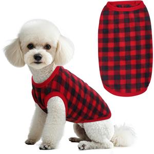 Topbuti Dog Fleece Sweater for Small Dogs Christmas Buffalo Plaid Pet Clothing Warm Soft Dog Winter Clothes Pet Pullover Jumper for Cats Puppy (Large, Plaid)