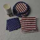 OHOME 4th of July Decorations - Serve 24 - Patriotic Plates Tablecloth Napkins Cups Banner | Fourth of July Accessories for Home Outdoor | American Flag Party Supplies