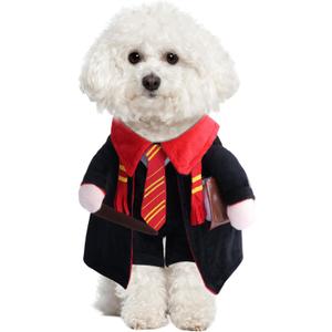 DELIFUR Dog Halloween Wizard Costume - Pet Adorable Fantacy Clothes Cat Cosplay Holiday Apparel Dress Up for Small Medium Dog Funny Outfit Adjustable (Wizard, Small)