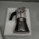 Premium Glass Top Stovetop Espresso Moka Pot 6 Cup Stainless, Open Box