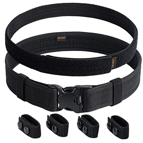 TACNEX Duty Belt w/Hook Lining 4 Keepers Police Law Enforcement Correctional Officer Security Black Nylon Outer Inner Belt L