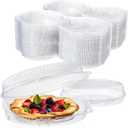Soaoo 100 Pcs 9'' Plastic Disposable Pie Containers with Hinged Locking Lids Clear Flan Containers with Lids Round Pie Keeper Dessert Containers for Takeout Boxes Food Cake Doughnut Flan Storage