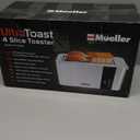Mueller UltraToast Full Stainless Steel Toaster 4 Slice, Long Extra-Wide Slots for Bagels and Waffles, 6 Browning Levels, LED Display, Cancel/Defrost/Reheat Functions & Removable Tray, Kitchen Gadgets